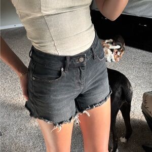 BDG Black Frayed Hem Jean Shorts